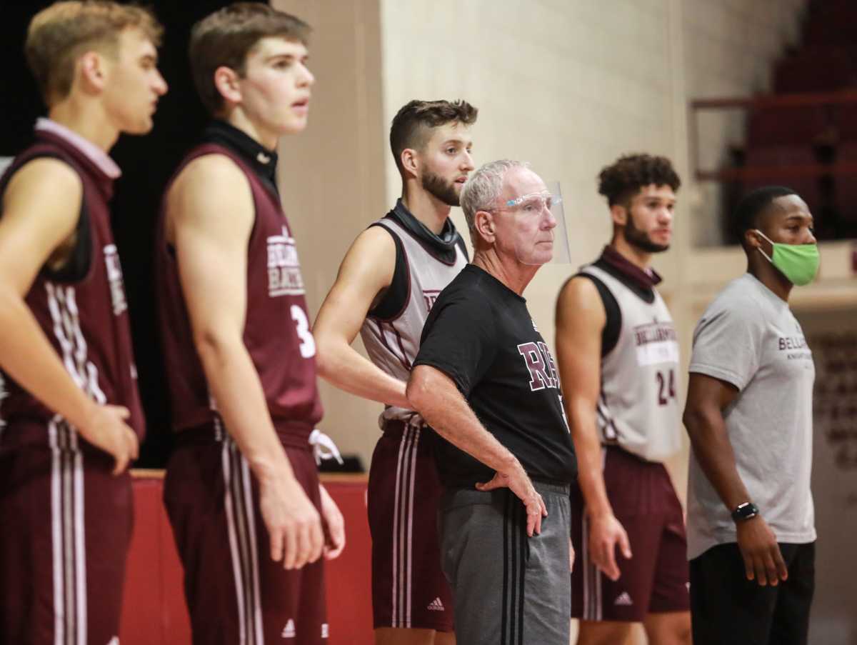 Bellarmine basketball practice. The Knights have had 12 seasons of at least 20 wins under coach Scott Davenport. Now they're going into Division I basketball at the ASUN conference. Nov. 16, 2020