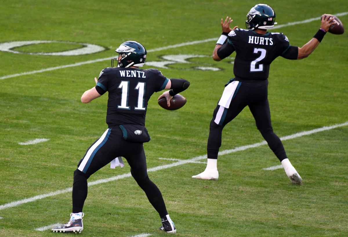 Carson Wentz will remain on the bench for a second straight week behind Jalen Hurts