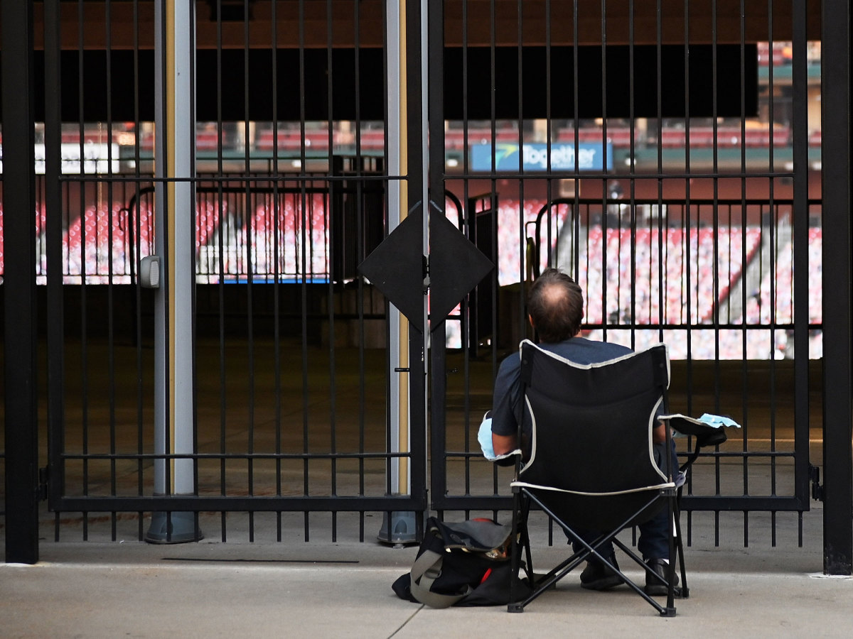 MLB fan waiting outside ballpark