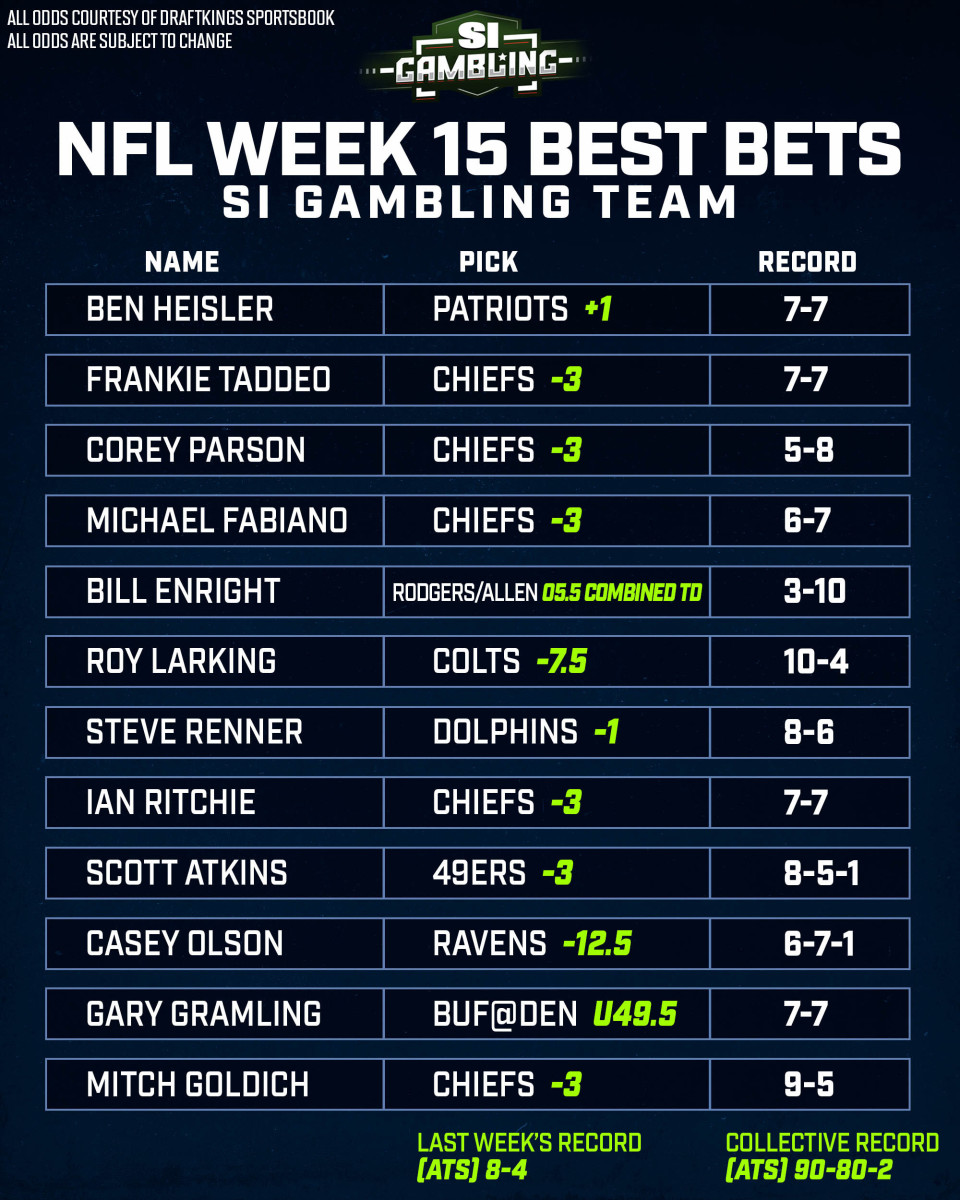 best bets for week 15 nfl