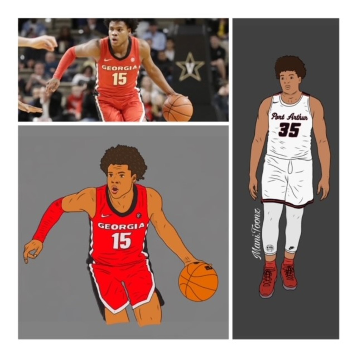 Bartlett showing off her jaw-dropping drawing skills. The illustration is of current Georgia point guard and Houston Christian High School alum, Sahvir Wheeler.