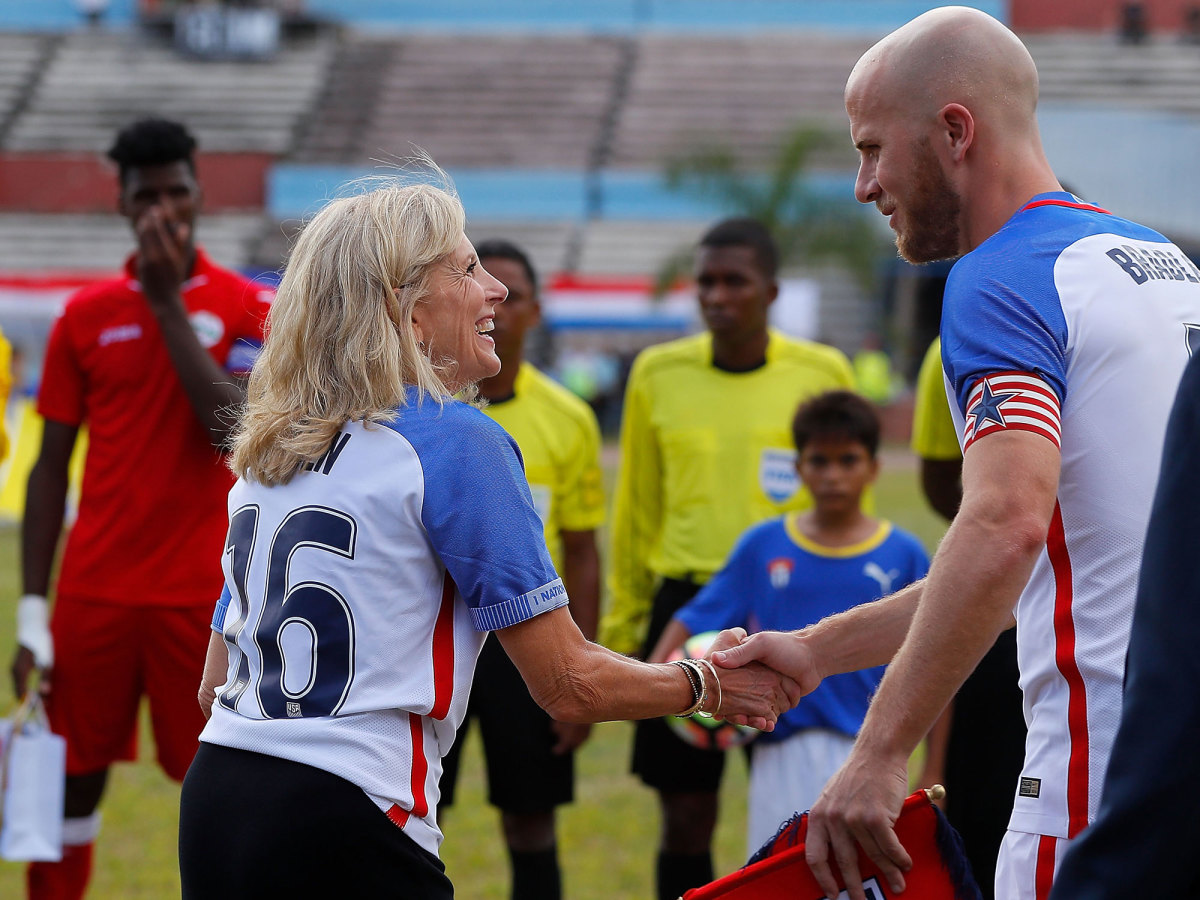 Jill Biden and Michael Bradley in a USMNT friendly in Cuba.