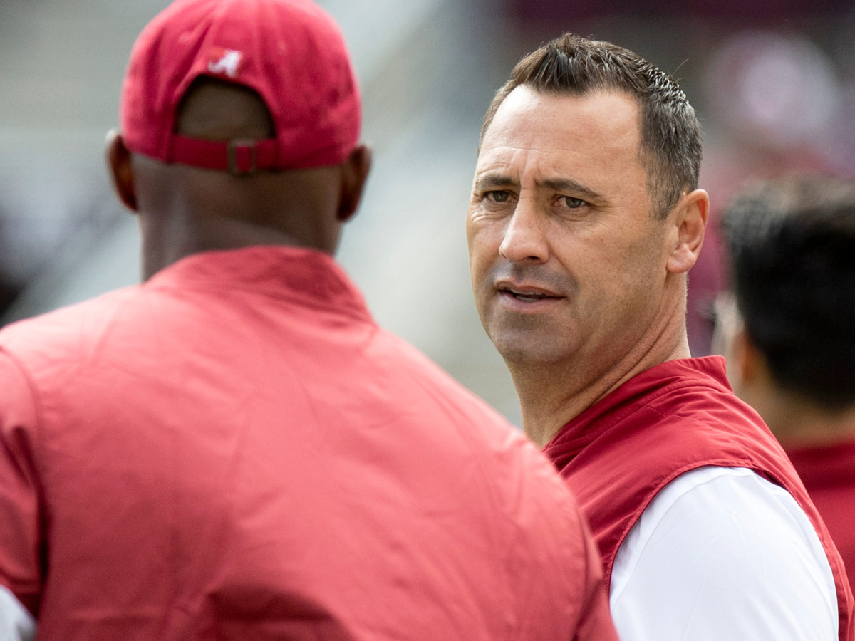 Alabama offensive coordinator Steve Sarkisian before the Texas A&M game at Kyle Field in College Station, Texas on Saturday October 12, 2019.