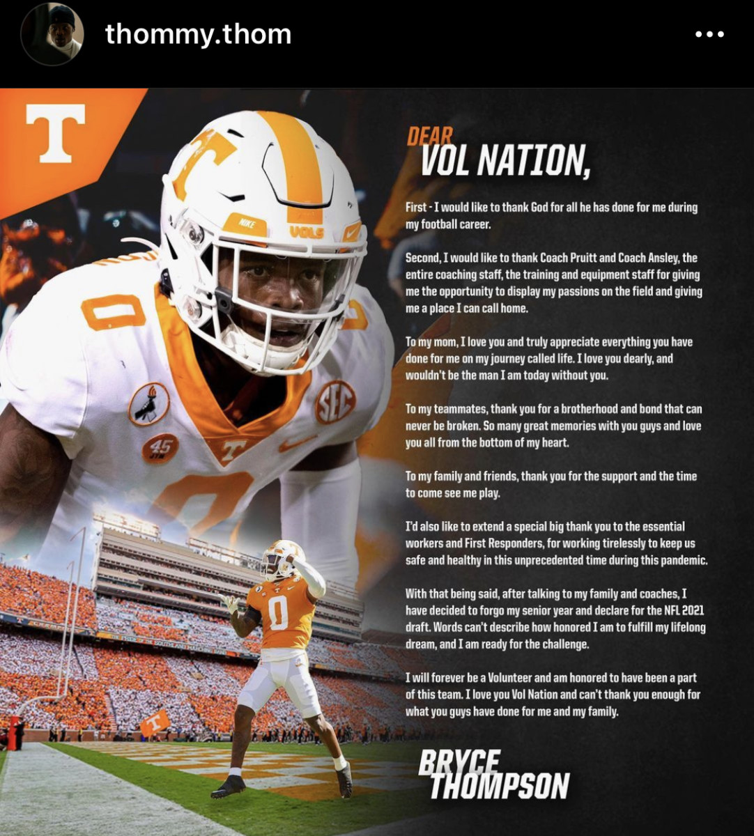 breaking vols star db thompson declares for nfl draft sports illustrated tennessee volunteers news analysis and more