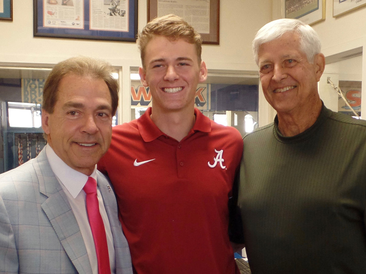 Nick Saban, Mac Jones and Corky Rogers
