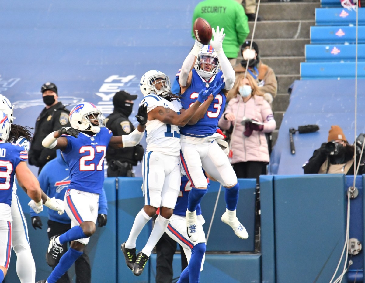 Buffalo Bills safety Micah Hyde knowns down a Hail Mary pass on the final play of a 27-24 AFC Wild Card Playoff win over the Indianapolis Colts on Saturday at Bills Stadium.