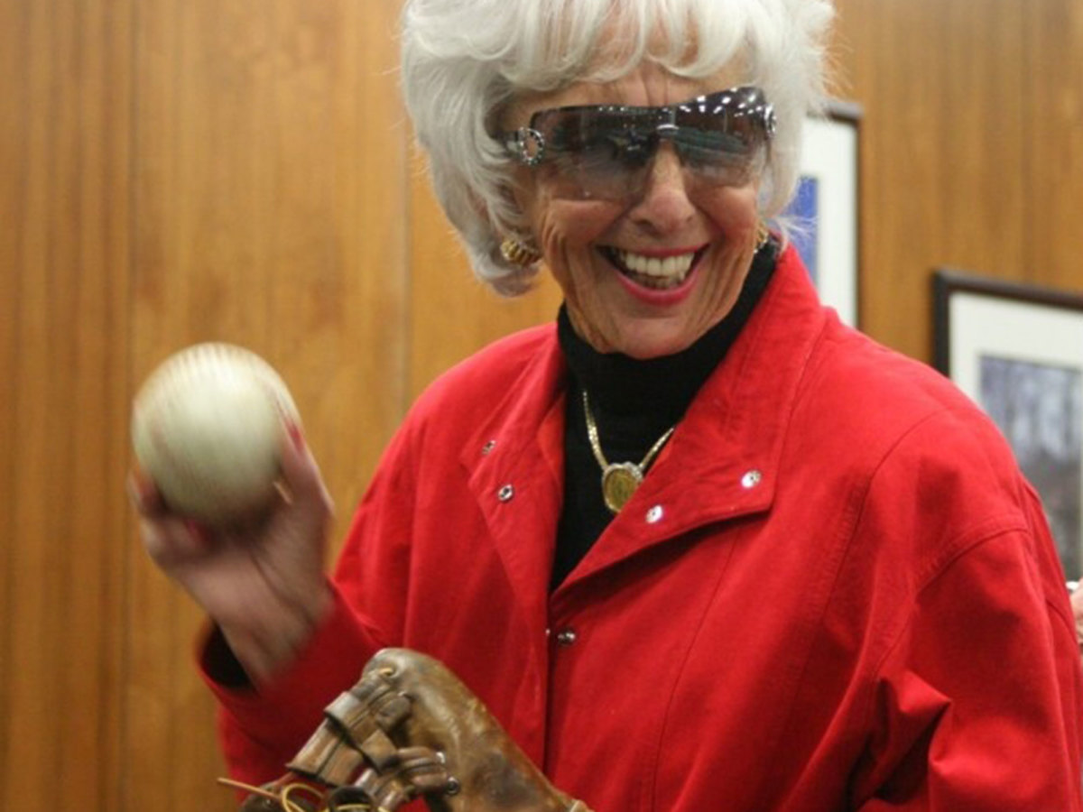 Maybelle Blair holds a baseball