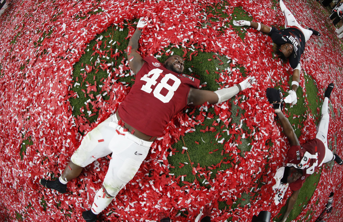 January 11, 2021, Alabama defensive lineman Phidarian Mathis after CFP National Championship in Miami, FL.