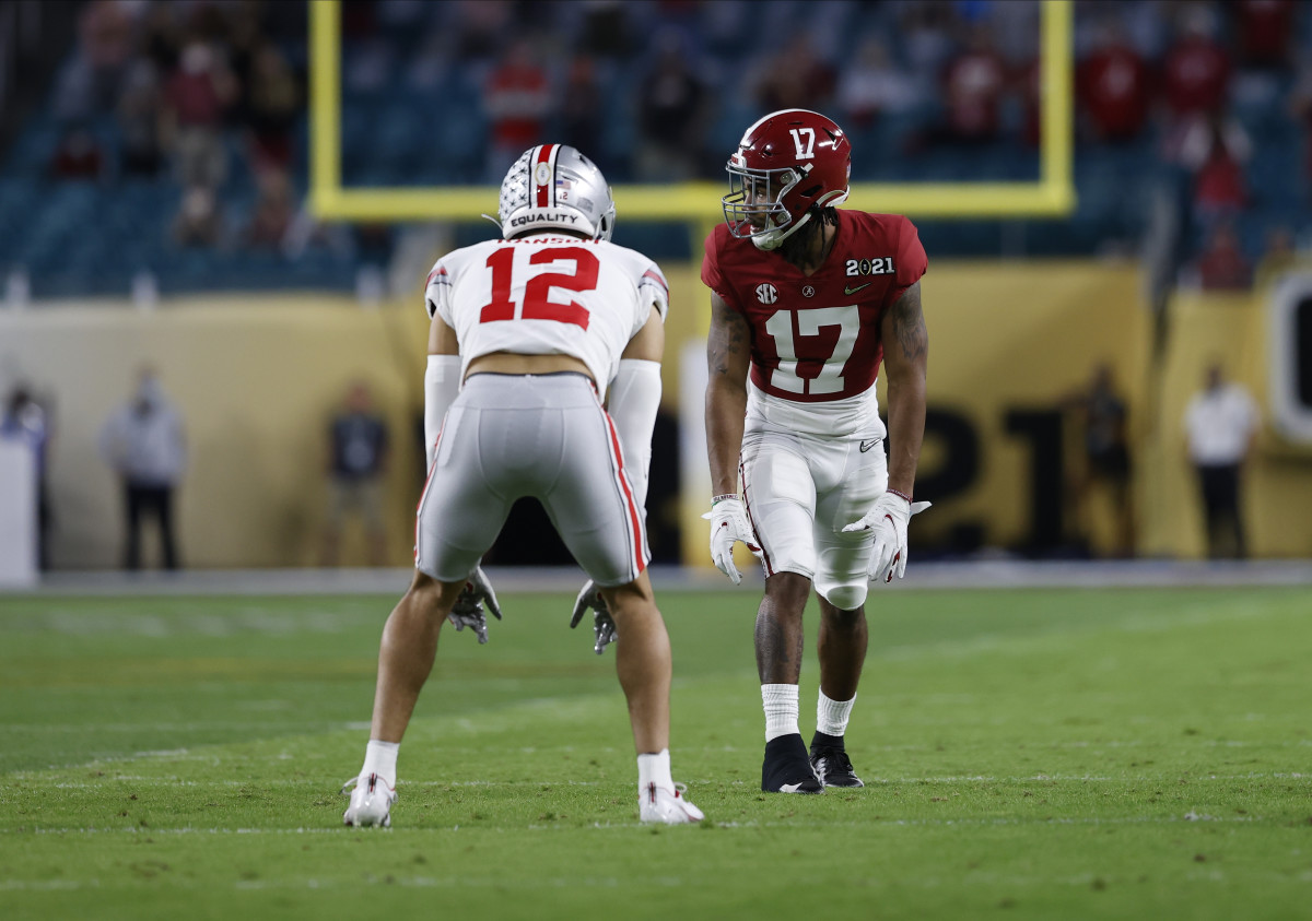 January 11, 2021, Alabama wide receiver Jaylen Waddle against Ohio State in CFP National Championship in Miami, FL.