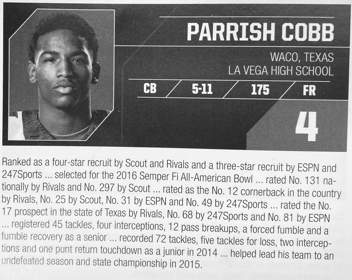 Cobb's bio in the 2016 OU media guide
