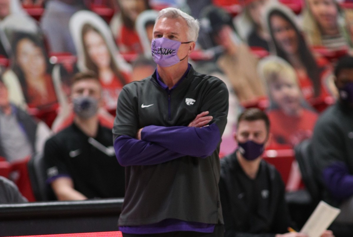 Jan 5, 2021; Lubbock, Texas, USA; Kansas State Wildcats head coach Bruce Weber on the sidelines during the game against the Texas Tech Red Raiders at United Supermarkets Arena.