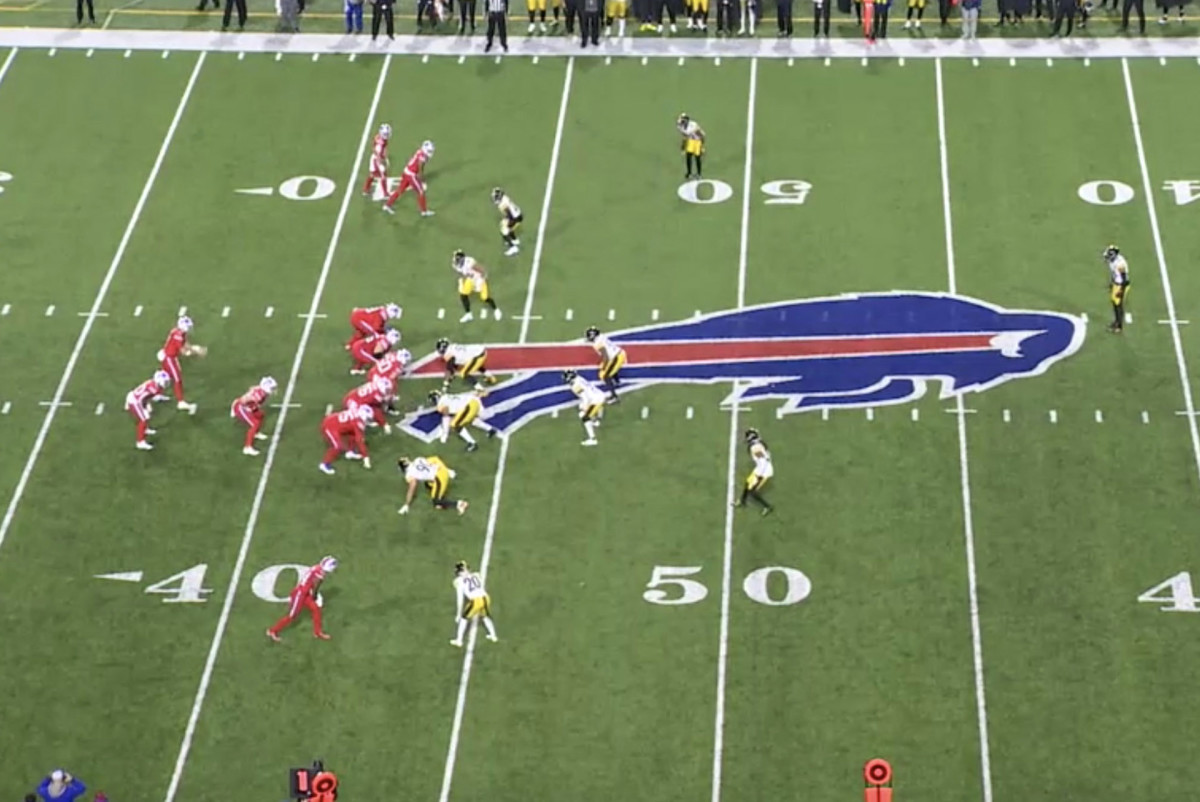 Pre-snap diagram of Bills' pass play against Steelers
