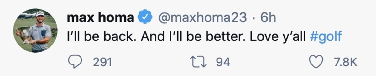 Max Homa tweet