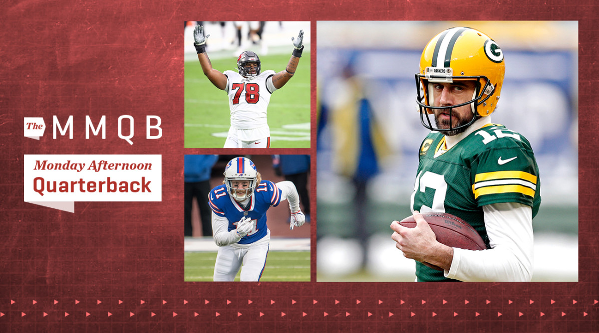 Bucs offensive lineman Tristan Wirfs; Bills wide receiver Cole Beasley; Packers quarterback Aaron Rodgers