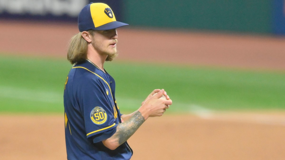 Josh Hader faces Cleveland in the ninth inning on Sept. 5, 2020.