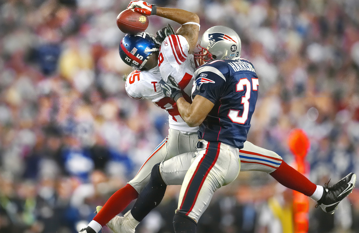 David Tyree's "helmet catch" over Rodney Harrison in Super Bowl XLII