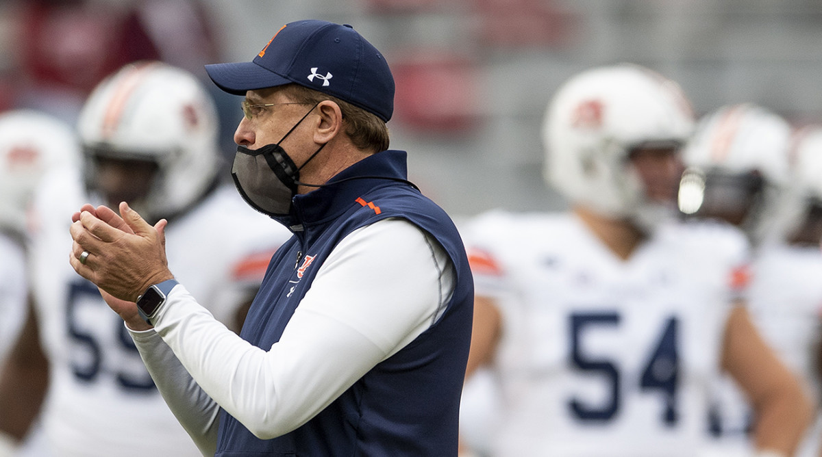 Gus Malzahn during warm ups before the Iron Bowl