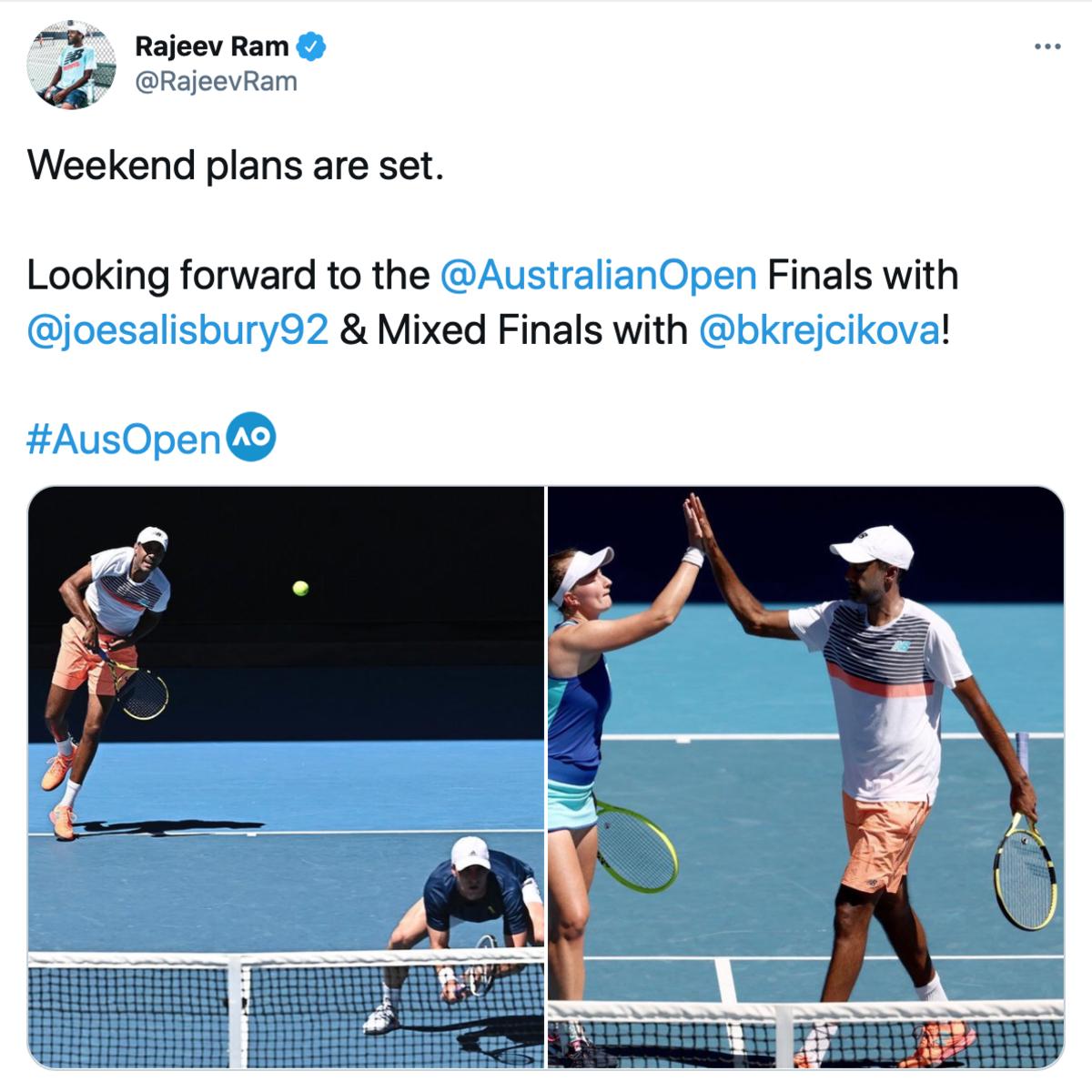 Rajeev Ram in mixed doubles at Australian Open