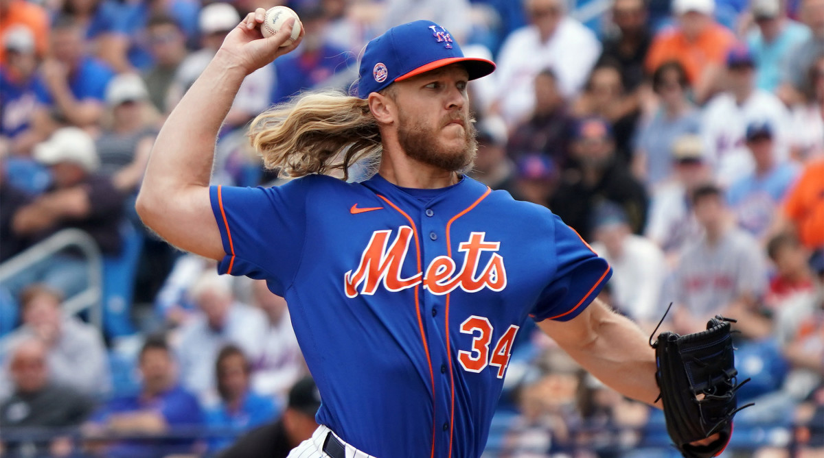 Mar 8, 2020; Port St. Lucie, Florida, USA; New York Mets starting pitcher Noah Syndergaard (34) throws in the first inning Houston Astros at Clover Park.