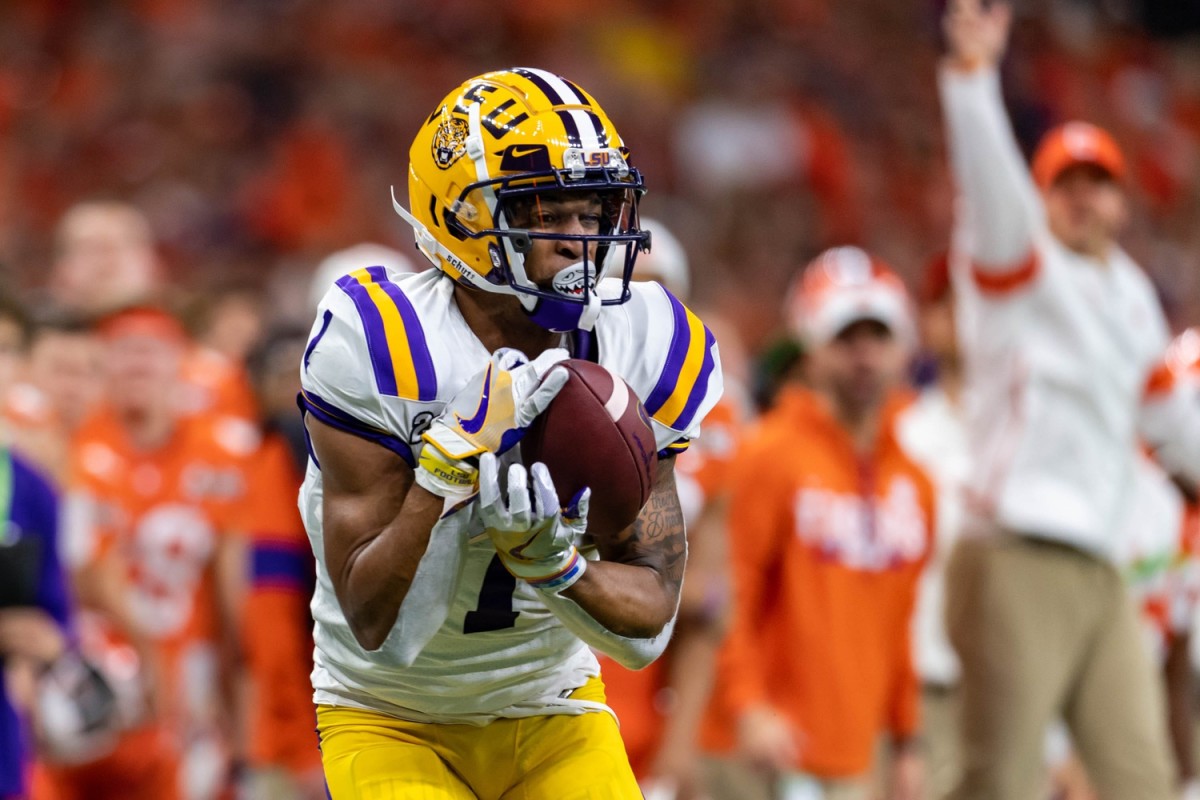 Ja'Marr Chase scores a touchdown as The LSU Tigers take on The Clemson Tigers in the 2020 College Football Playoff National Championship. Monday, Jan. 13, 2020.