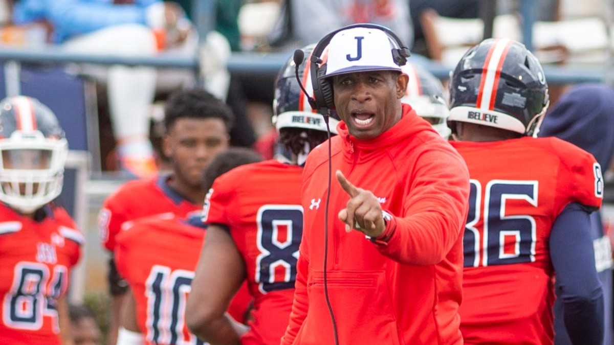 Deion Sanders coaches for Jackson State against Edward Waters on Sunday, Feb. 21, 2021.