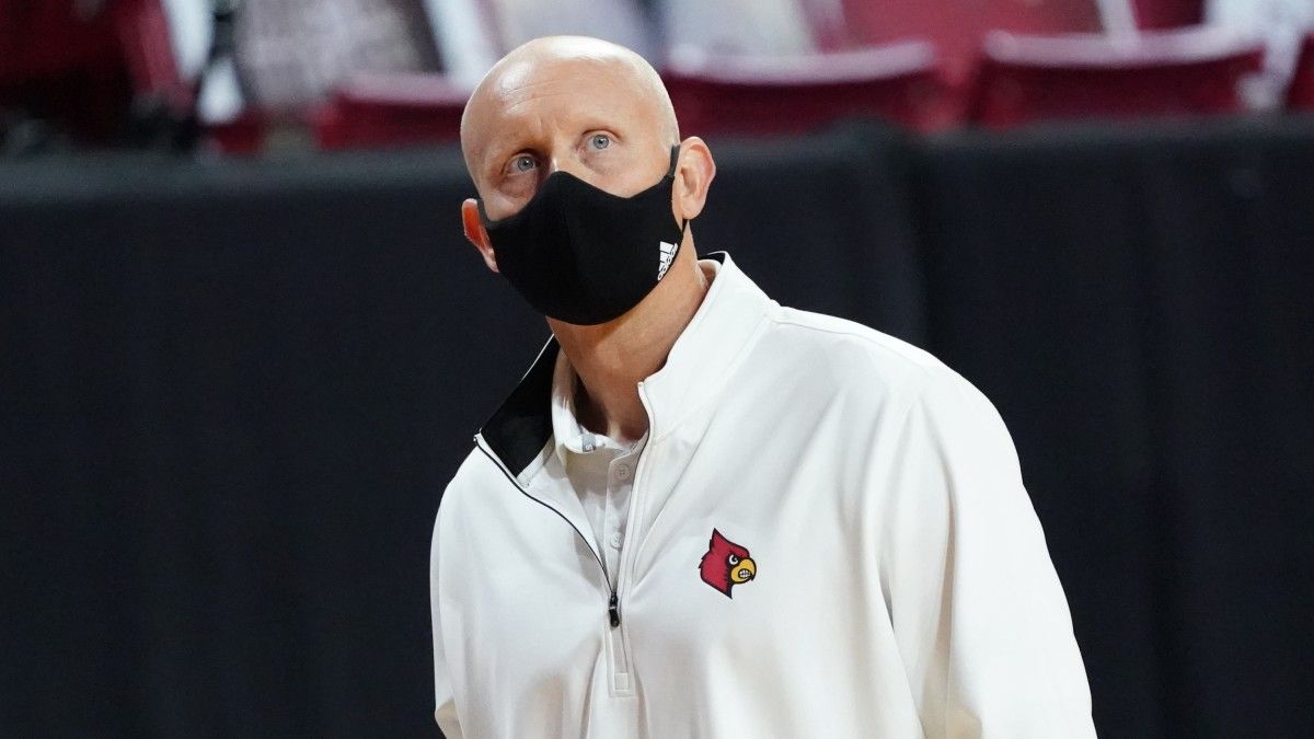 Louisville Cardinals head coach Chris Mack watches from the sideline as they take on the Boston College Eagles in the second half at Conte Forum.