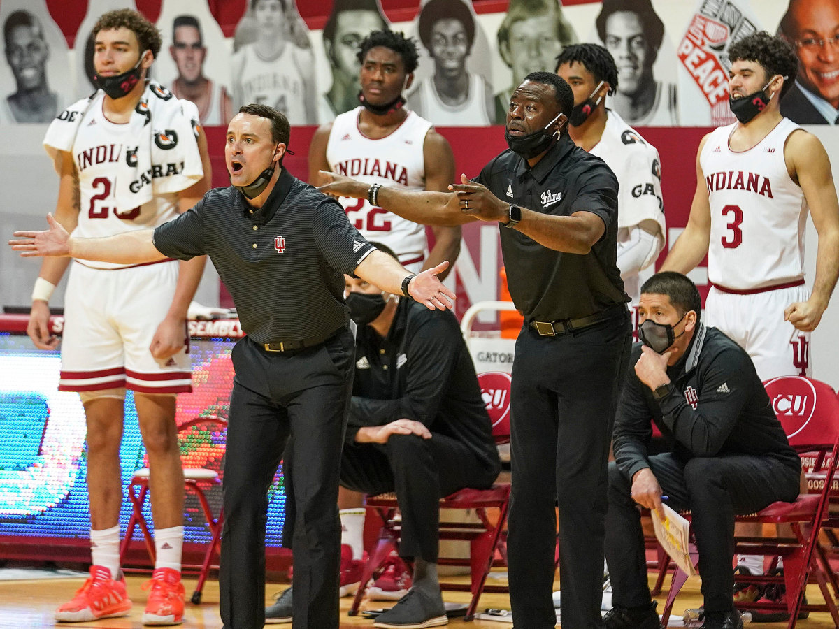 Indiana coach Archie Miller yells during a game