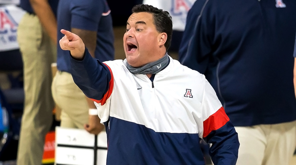 Sean Miller yells during a timeout in the second half against Washington State at McKale Center.