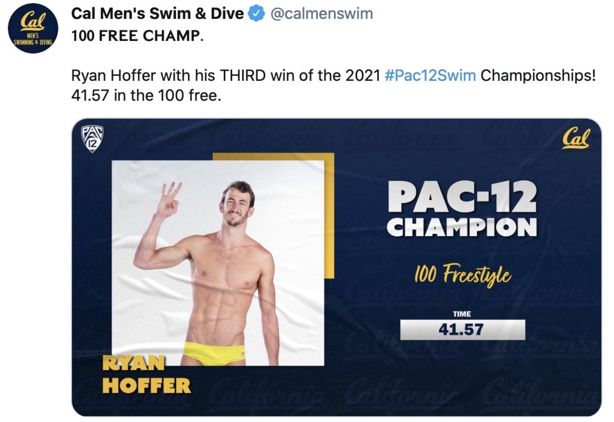 Pac-12 Swimmer of the Meet Ryan Hoffer