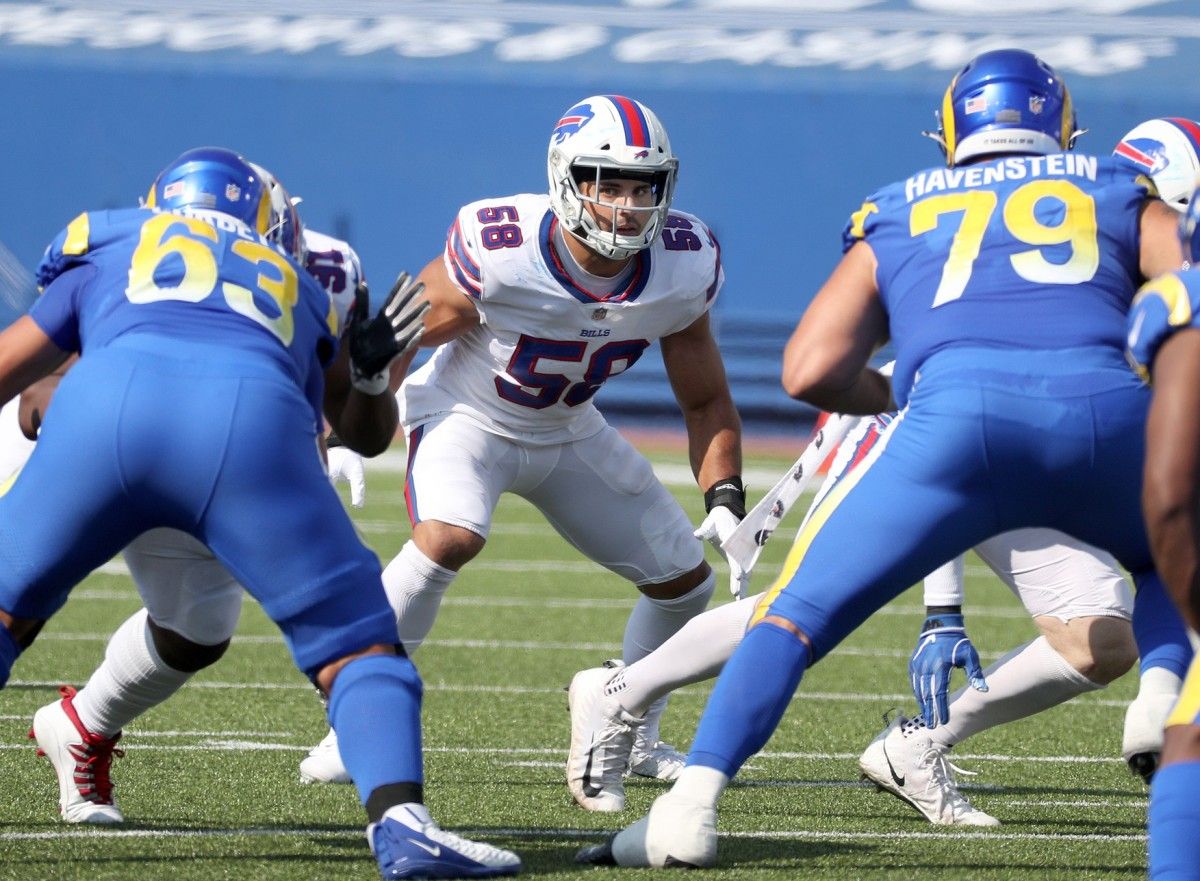 Bills linebacker Matt Milano (center) is locked in for another your years.