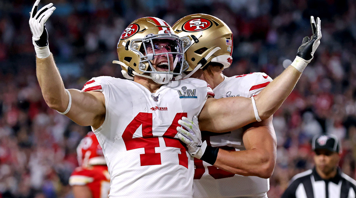 Juszczyk after scoring a touchdown in Super Bowl LIV