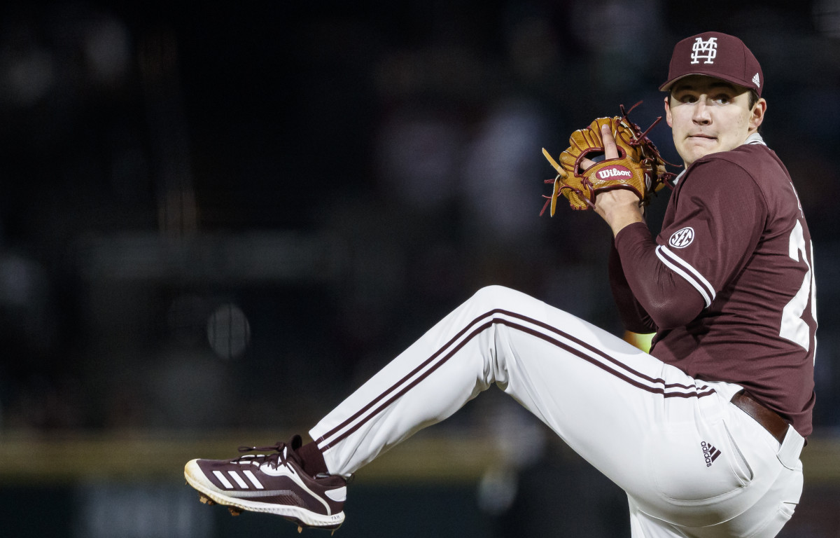 Mississippi State's Will Bednar pitched eight shutout innings on Friday to lead the Bulldogs to victory over Alabama. (File photo courtesy of Mississippi State athletics)