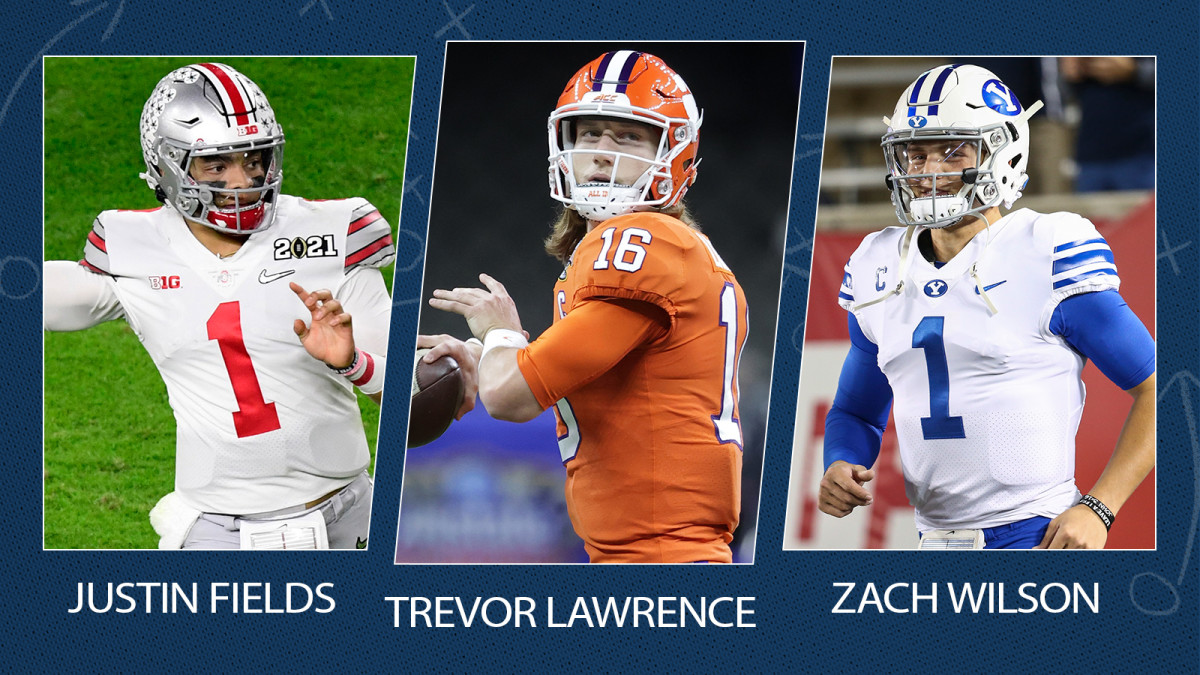 Justin Fields, Trevor Lawrence and Zach Wilson