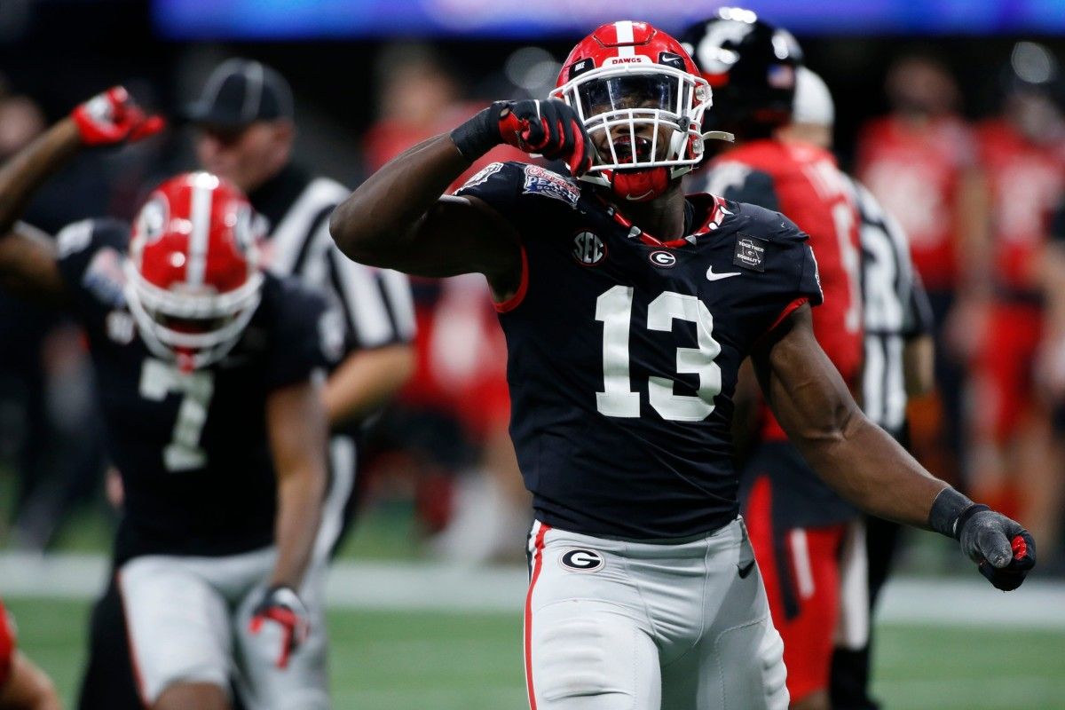 Bears Azeez Ojulari, OLB, Georgia Ncaa Football Chick Fil A Peach Bowl Georgia Vs Cincinnati