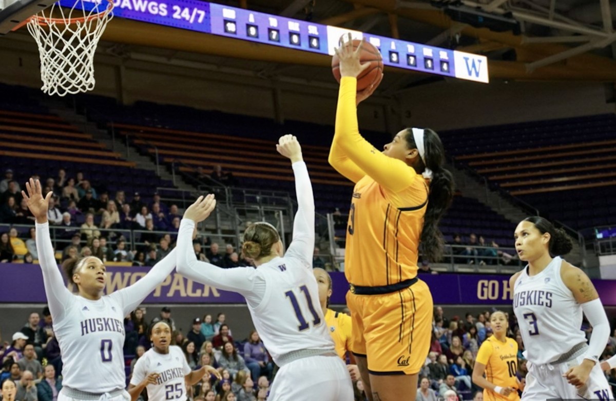 Jaelyn Brown puts up a shot during Cal's win over Washington.