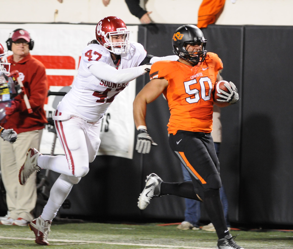 Jamie Blatnick is known for this fumble recovery and scoop and return in the 2011 Bedlam win.
