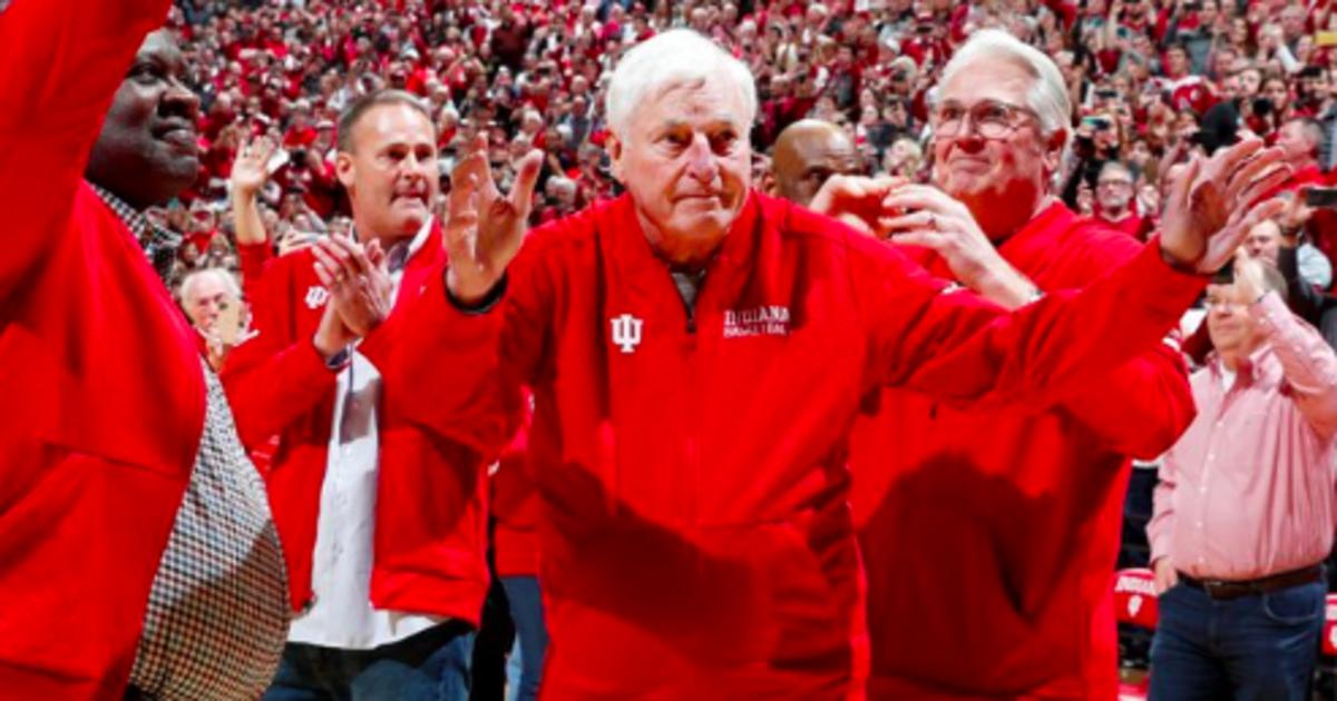 Bob Knight at center court in Assembly Hall on Saturday. 