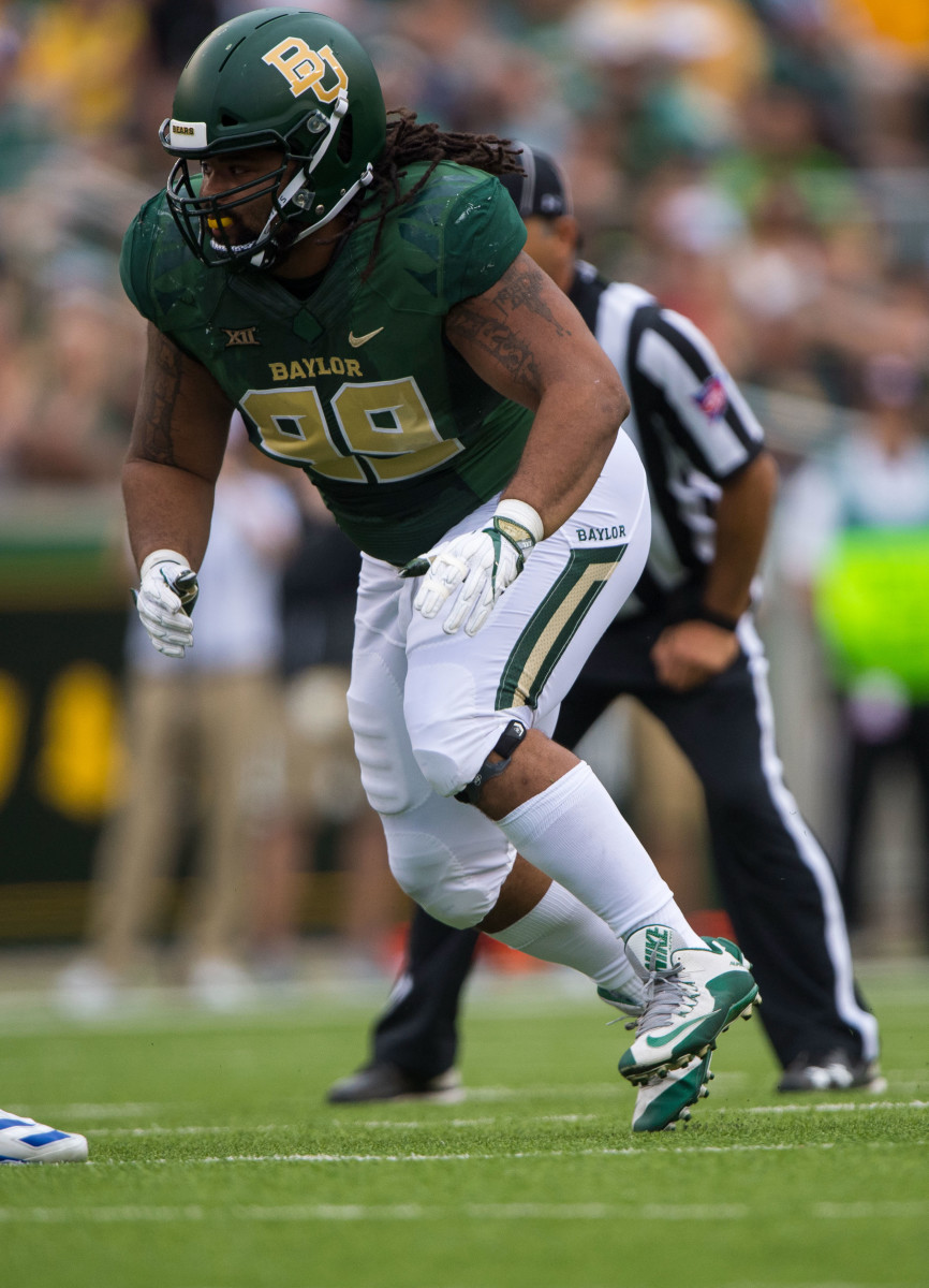 Sep 22, 2018; Waco, TX, USA; Baylor Bears defensive tackle Bravvion Roy (99) in action during the game against the Kansas Jayhawks at McLane Stadium. Mandatory Credit: Jerome Miron-USA TODAY Sports