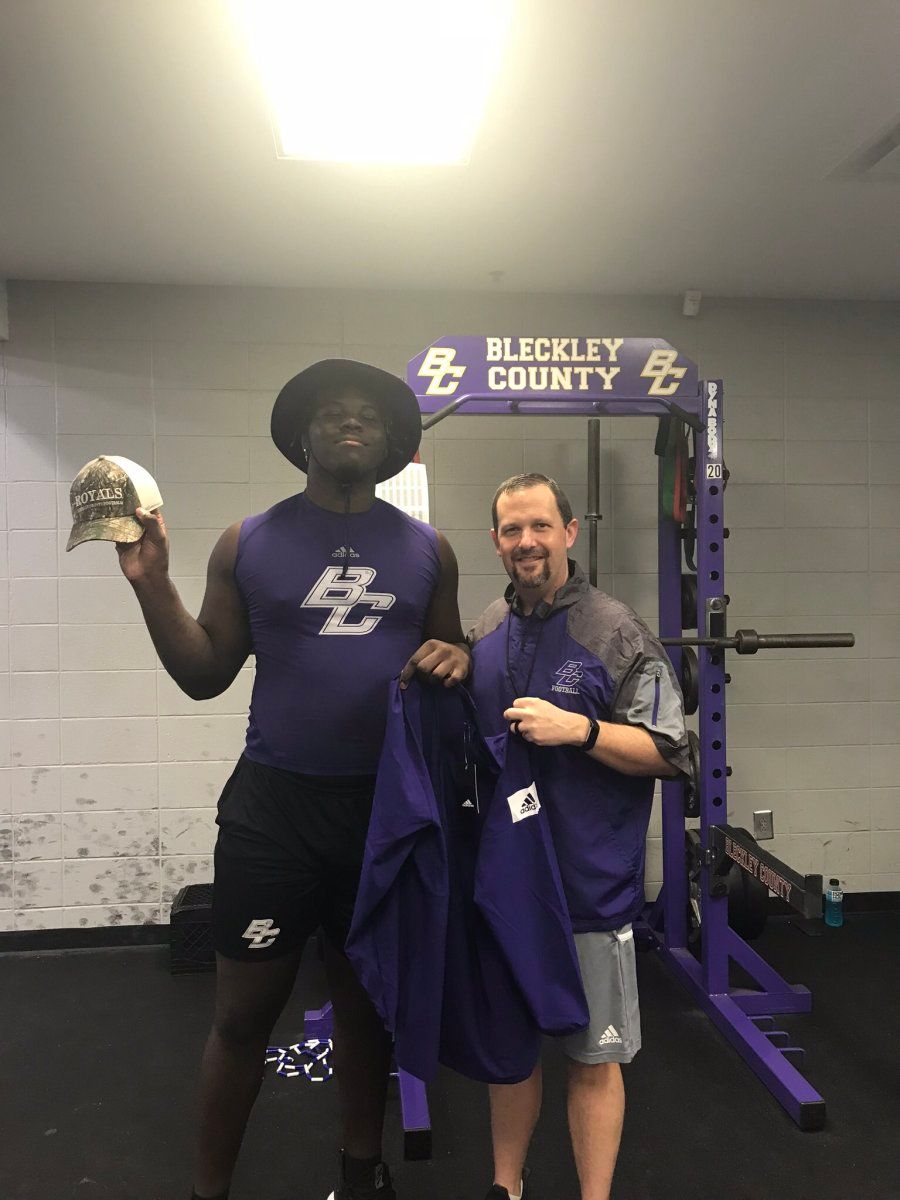 Amarius Mims and Bleckley County Head Coach Von Lassiter