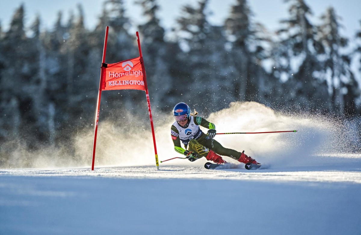 Shiffrin took third in the giant slalom at Killington in November, one of her 13 podiums this season. Photograph by Erick W. Rasco