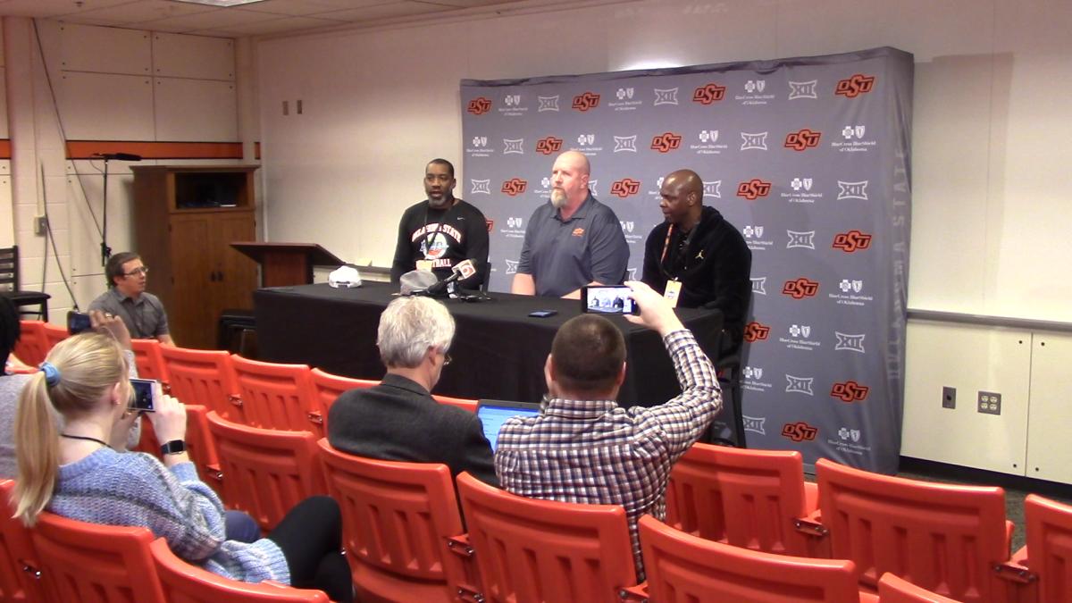Chianti Roberts, Bryant Reeves, and Randy Rutherford answer questions for the media and give their pitches for their coach, Eddie Sutton, to be voted into the Hall of Fame.
