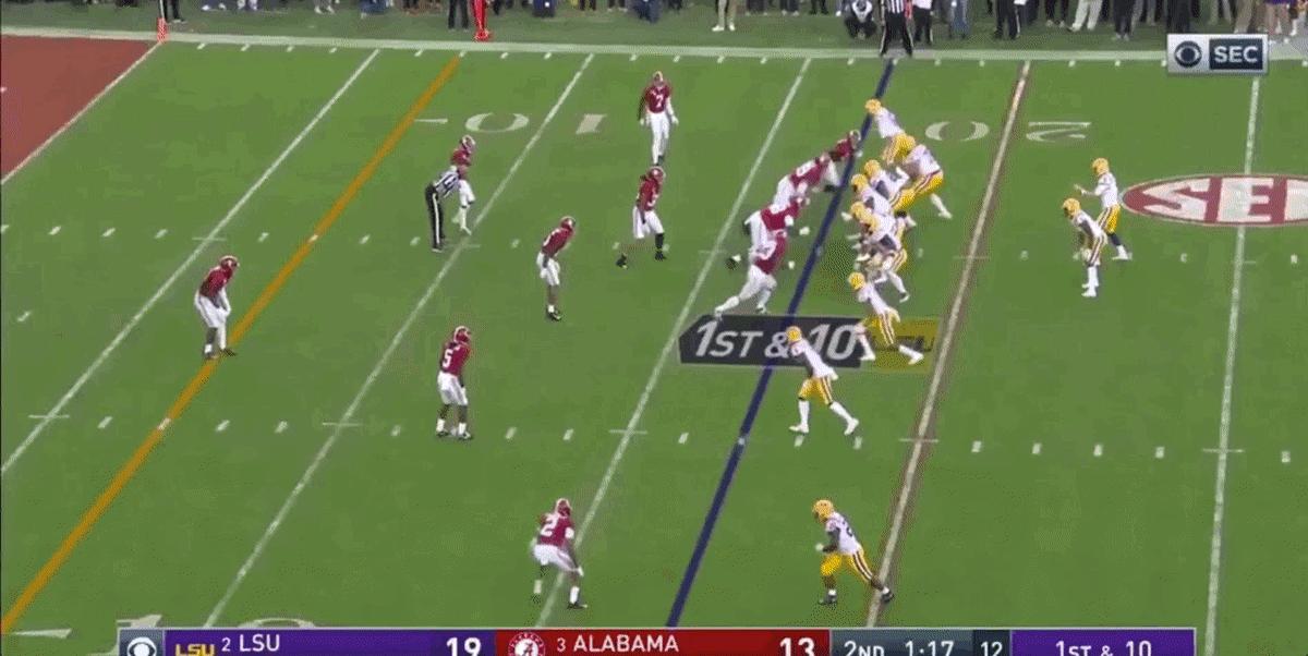 This is probably his career highlight right here. Lots of people remember this catch from the Alabama-LSU game. Impressive catch and ability to get his foot back in bounds and on the sideline for the catch. He's dependable. 