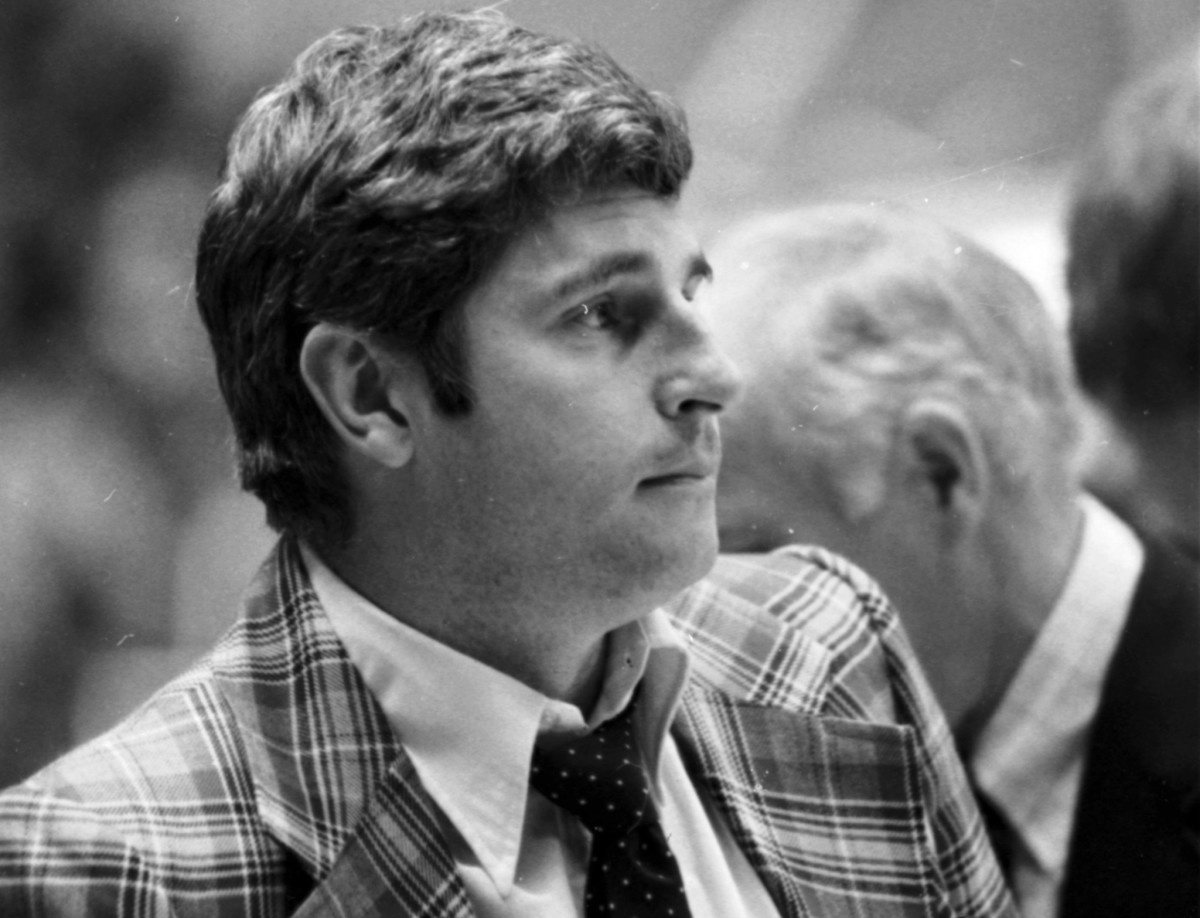 Bob Knight won a national title in 1976 with the Hoosiers, college basketball's last unbeaten team in the past 44 years. He would go on to win two more titles. (Courtesy: IU Archives)