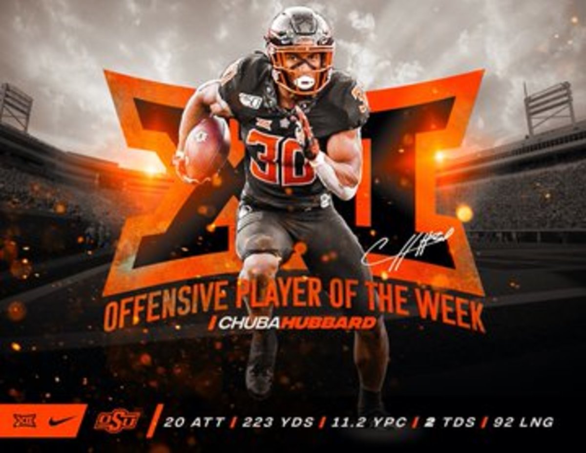 Oklahoma State graphics are heavy orange, but the best combine both colors and a background like Boone Pickens Stadium.