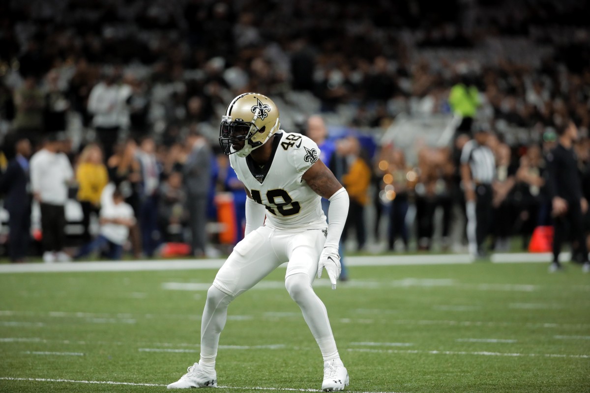 Jan 5, 2020; New Orleans, Louisiana, USA; New Orleans Saints defensive back J.T. Gray (48) before kickoff of a NFC Wild Card playoff football game against the Minnesota Vikings at the Mercedes-Benz Superdome. Mandatory Credit: Derick Hingle-USA TODAY Spo
