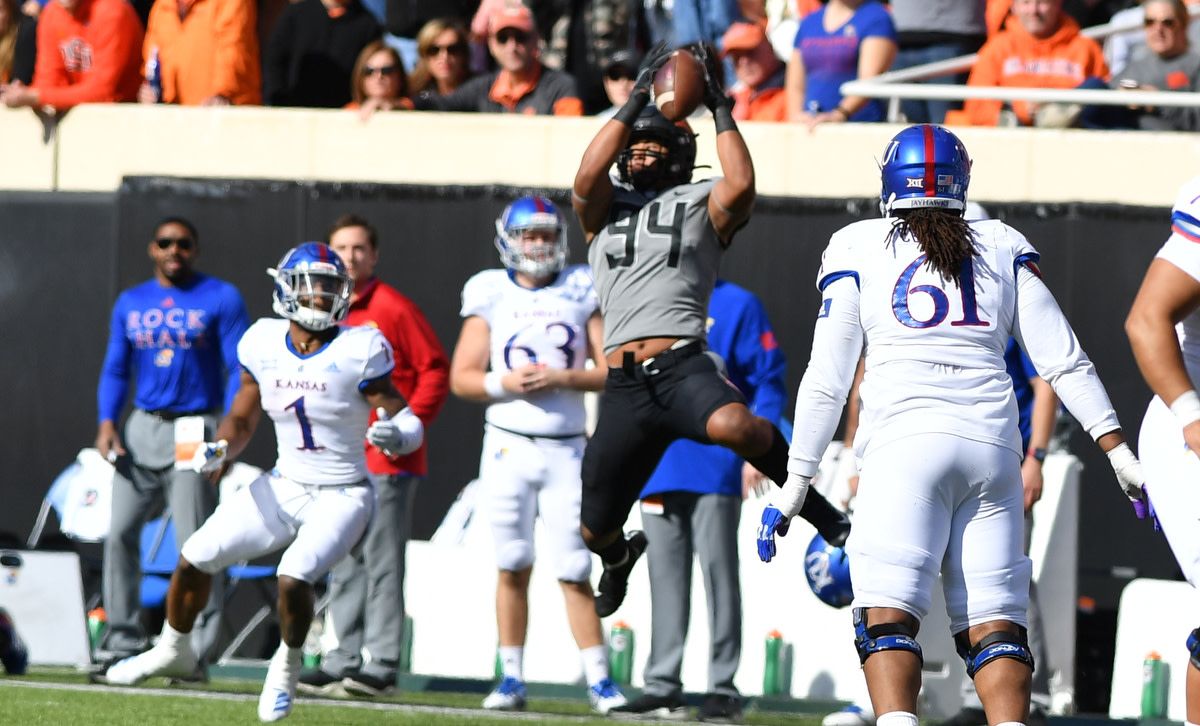 Trace Ford with his one interception from last season as it came against Kansas.