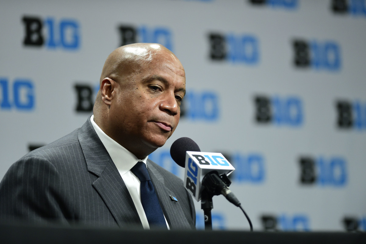 Big Ten commissioner Kevin Warren talks with the media about todays cancellation of the Mens Big Ten Tournament. The Big Ten Conference announced today that it will be cancelling the remainder of the Big Ten Men's Basketball Tournament, effective immediately in regard to the COVID-19 pandemic at Bankers Life Fieldhouse.