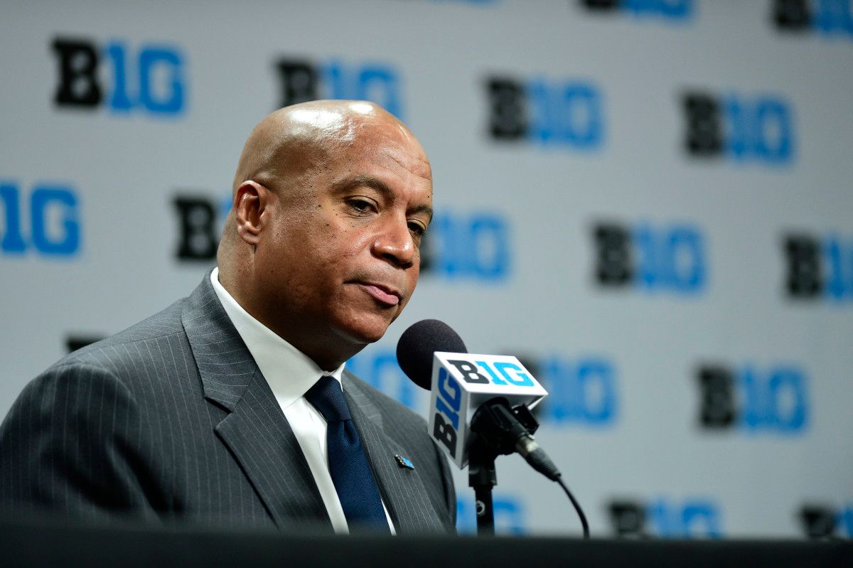 Big Ten commissioner Kevin Warren talks with the media about todays cancellation of the Mens Big Ten Tournament. The Big Ten Conference announced today that it will be cancelling the remainder of the Big Ten Men's Basketball Tournament, effective immediately in regard to the COVID-19 pandemic at Bankers Life Fieldhouse.