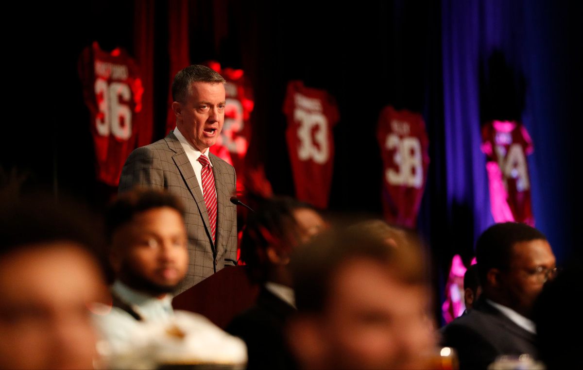 Greg Byrne at football banquet