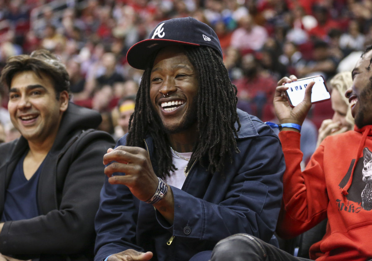 Saints Running Back Alvin Kamara at Rockets NBA Game